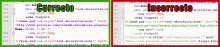 Comparacion de codigo correcto he incorrecto en Notepad Plus Plus
