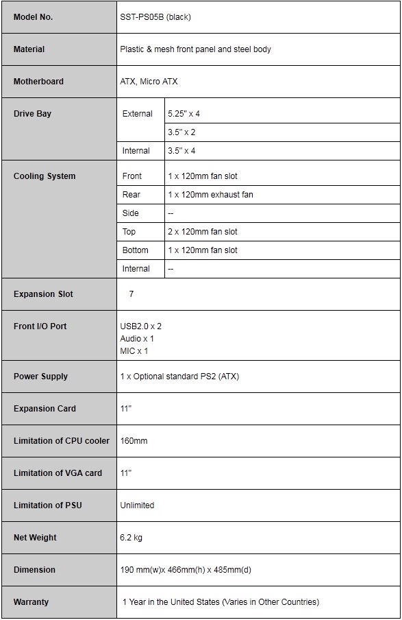 Silverstone_Precision_PS05_Black_spec
