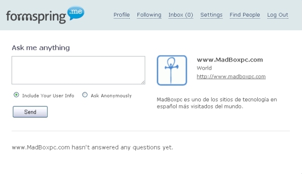 Página del día: Formspring.me + Concurso
